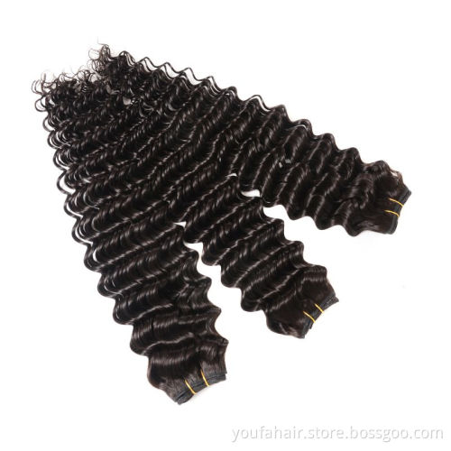 Wholesale Peruvian Deep Wave Bundles Human Hair Extensions, Natural Color Virgin Hair Curl Weave Bundles With Closure